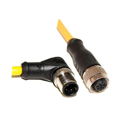 Mueller C3BC04M002 M12 Cord, 3-Pos Male Right Angle-Female Straight, 22AWG, 2M