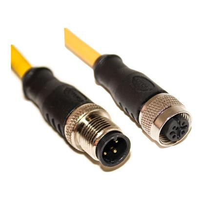 Mueller C3AC04M010 M12 Cord, 3-Pos Male Straight-Female Straight, 22AWG, 10M