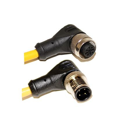 Mueller C4BD05M002 M12 Cord, 4-Pos Male Right Angle-Female Right Angle, 22 AWG, 2M