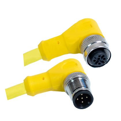 Mueller C5BD03M002 M12 Cord, 5-Pos Male Right Angle-Female Right Angle, 18AWG, 2M