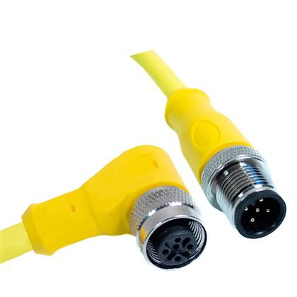 Mueller C5AD03F010 M12 Cord, 5-Position Male Straight-Female Right Angle, 18AWG, 10FT