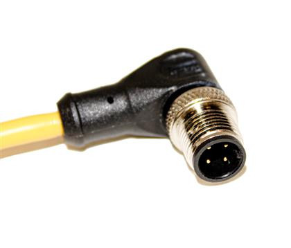 Mueller C4B10M002 M12 Cordset, 4-Position Male Right Angle to Open End, 22 AWG, 2M