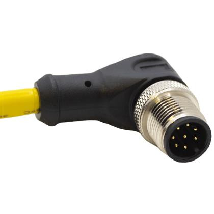 Mueller C8B13M005 M12 Cordset, 8-Position Male RA-Open End, 24 AWG, 5M