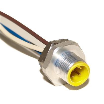 Mueller R4A08M005 M12 Receptacle, 4-Position Male Straight to Open End, 18 AWG, 5M