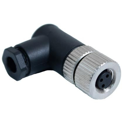 Mueller BU-8ZU06 M8 Connector, 3-Position Female Right Angle, 22-26AWG