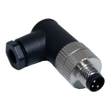 Mueller BU-8ZU05 M8 Connector, 3-Position Male Right Angle, 22-26AWG