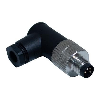 Mueller BU-8ZU07 M8 Connector, 4-Position Male Right Angle, 22-26AWG