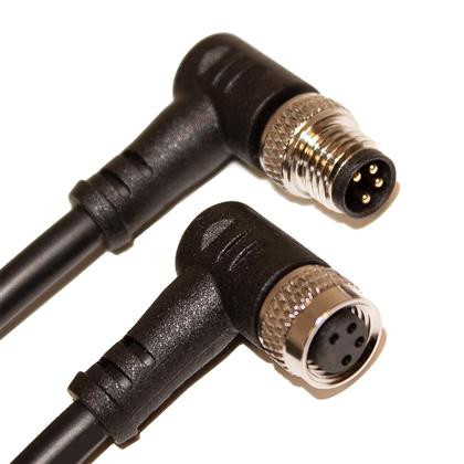 Mueller C84BD02M010 M8 Cord, 4-Pos Male Right Angle-Female Right Angle, 24AWG, 10M