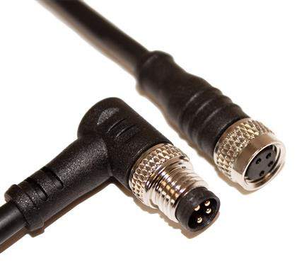 Mueller C84BC02M005 M8 Cord, 4-Position Male Right Angle-Female Straight, 24AWG, 5M