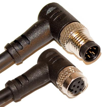 Mueller C86BD03M002 M8 Cord, 6-Pos Male Right Angle-Female Right Angle, 26AWG, 2M