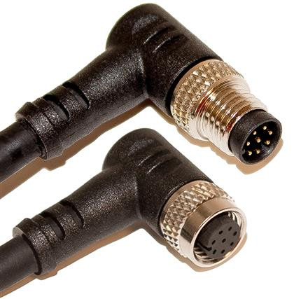 Mueller C88BD04M002 M8 Cord, 8-Pos Male Right Angle-Female Right Angle, 26AWG, 2M