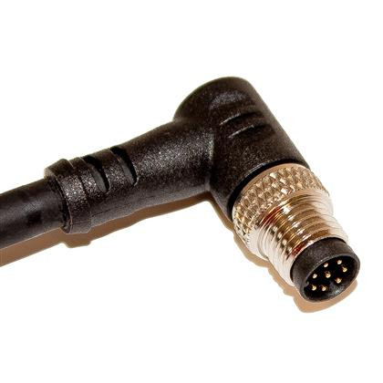 Mueller C88B04M002 M8 Cordset, 8-Position Male Right Angle to Open End, 26 AWG, 2M