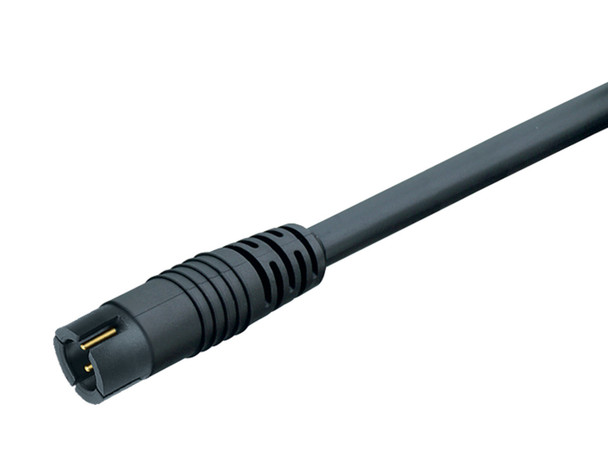 Binder 79-9005-12-05 Snap-In IP40 Male cable connector, Contacts: 5, unshielded, moulded on the cable, IP40, PVC, black, 5 x 0.25 mm², 2 m | American Cable Assemblies