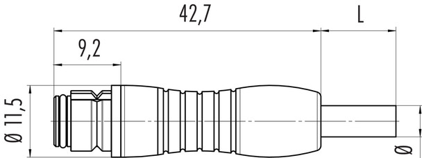 Binder 77-7406-0000-50008-0200 Snap-In IP67 Female cable connector, Contacts: 8, unshielded, moulded on the cable, IP67, PUR, black, 8 x 0.25 mm², 2 m