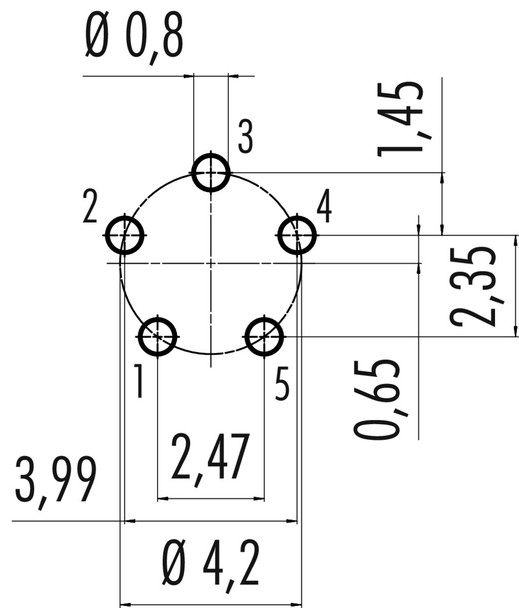 Binder 99-9216-090-05 Snap-In IP67 Female panel mount connector, Contacts: 5, unshielded, THT, IP67