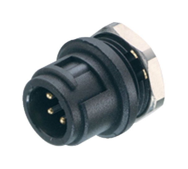 Binder 09-0981-00-04 Bayonet Male panel mount connector, Contacts: 4, unshielded, solder, IP40 | American Cable Assemblies