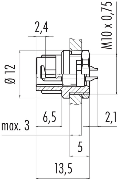 Binder 09-0981-00-04 Bayonet Male panel mount connector, Contacts: 4, unshielded, solder, IP40
