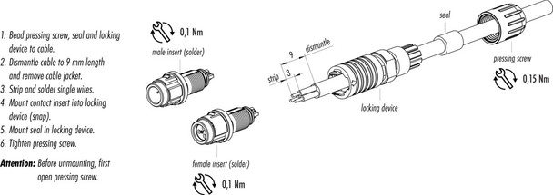 Binder 99-4705-00-03 Micro Push-Pull  IP67 Male cable connector, Contacts: 3, 3.0-4.0 mm, unshielded, solder, IP67
