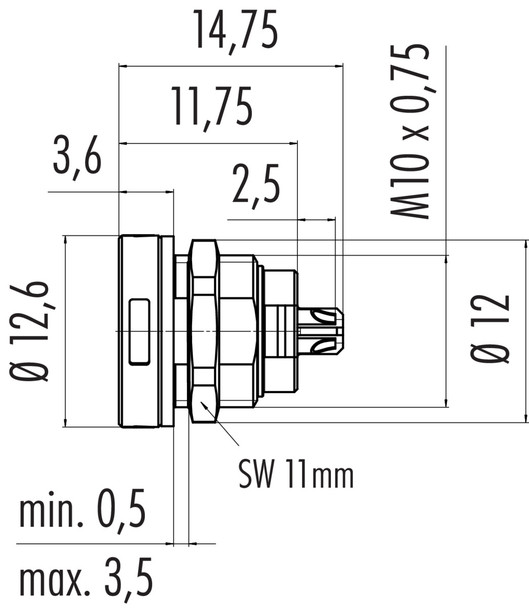 Binder 09-4707-00-03 Micro Push-Pull  IP67 Male panel mount connector, Contacts: 3, unshielded, solder, IP67