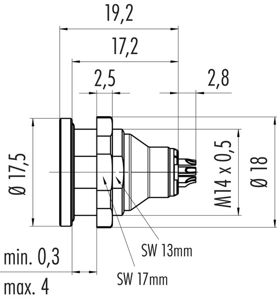 Binder 09-4907-025-03 Push-Pull Male panel mount connector, Contacts: 3, unshielded, solder, IP40