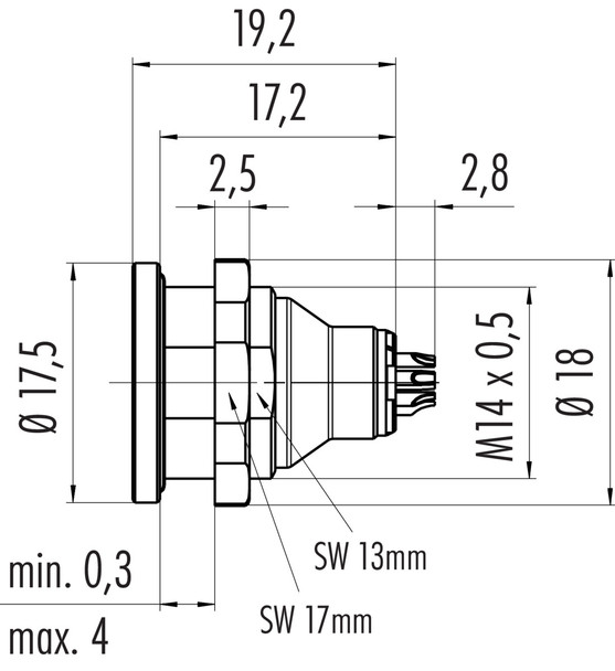 Binder 09-4931-025-08 Push-Pull Male panel mount connector, Contacts: 8, unshielded, solder, IP40