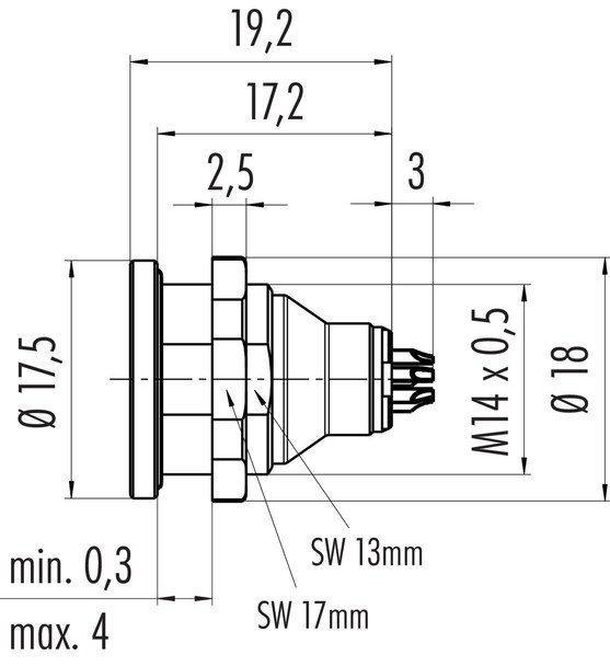 Binder 09-4908-015-03 Push-Pull Female panel mount connector, Contacts: 3, unshielded, solder, IP67