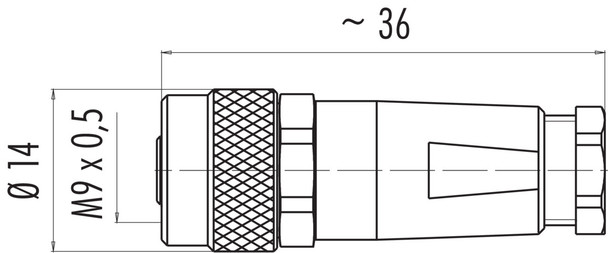 Binder 99-0410-10-04 M9 IP67 Female cable connector, Contacts: 4, 3.5-5.0 mm, shieldable, solder, IP67