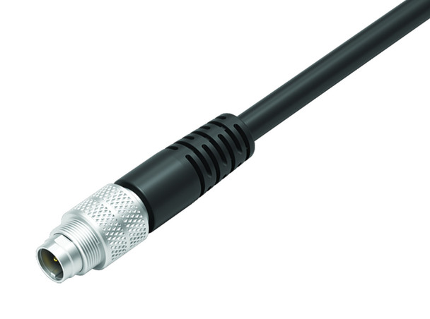 Binder 79-1401-12-02 M9 IP67 Male cable connector, Contacts: 2, shielded, moulded on the cable, IP67, PUR, black, 5 x 0.25 mm², 2 m | American Cable Assemblies