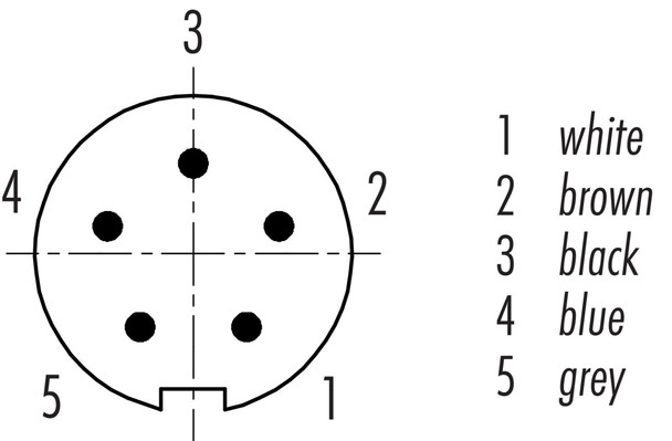 Binder 79-1413-12-05 M9 IP67 Male cable connector, Contacts: 5, shielded, moulded on the cable, IP67, PUR, black, 5 x 0.25 mm², 2 m