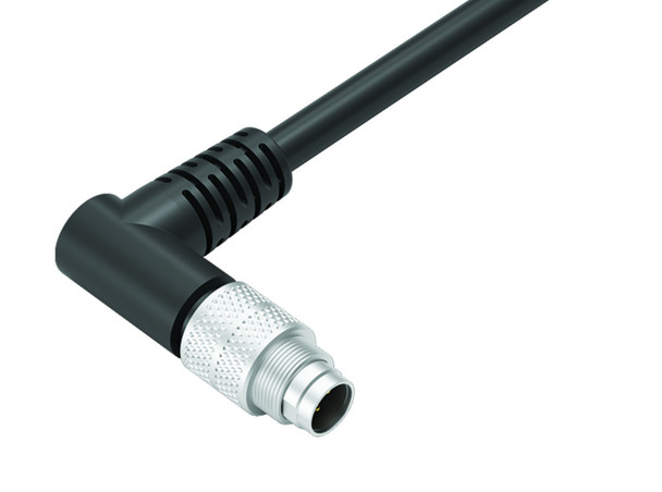 Binder 79-1405-72-03 M9 IP67 Male angled connector, Contacts: 3, shielded, moulded on the cable, IP67, PUR, black, 5 x 0.25 mm², 2 m | American Cable Assemblies
