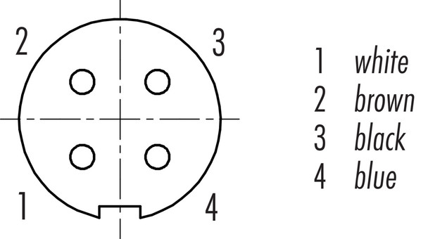 Binder 79-1410-75-04 M9 IP67 Female angled connector, Contacts: 4, shielded, moulded on the cable, IP67, PUR, black, 5 x 0.25 mm², 5 m