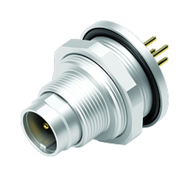 Binder 09-0411-90-04 M9 IP67 Male panel mount connector, Contacts: 4, unshielded, THT, IP67, front fastened | American Cable Assemblies