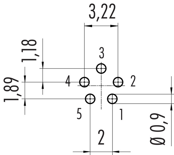 Binder 09-0415-90-05 M9 IP67 Male panel mount connector, Contacts: 5, unshielded, THT, IP67, front fastened