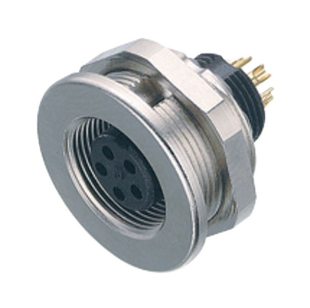Binder 09-0416-00-05 M9 IP67 Female panel mount connector, Contacts: 5, unshielded, solder, IP67 | American Cable Assemblies