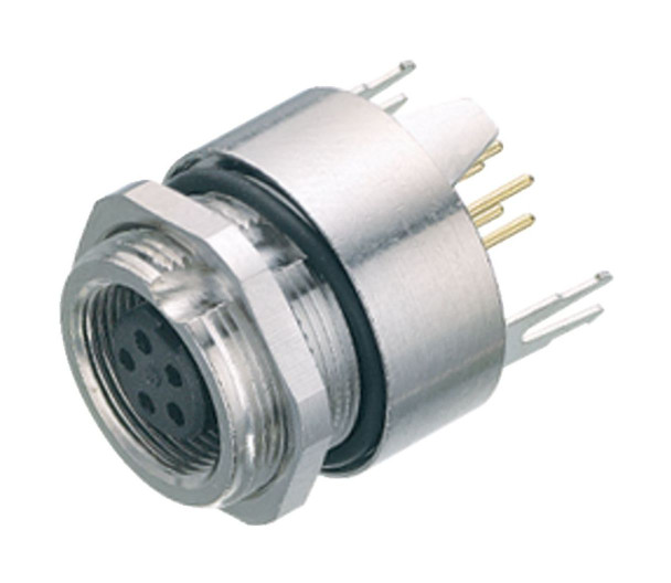 Binder 09-0424-35-07 M9 IP67 Female panel mount connector, Contacts: 7, shieldable, THT, IP67, front fastened | American Cable Assemblies