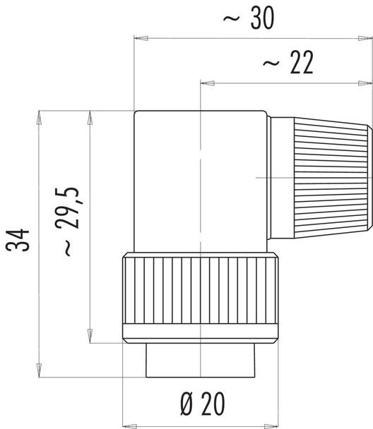 Binder 99-0621-70-07 Bayonet Male angled connector, Contacts: 7, 4.0-6.0 mm, unshielded, solder, IP40