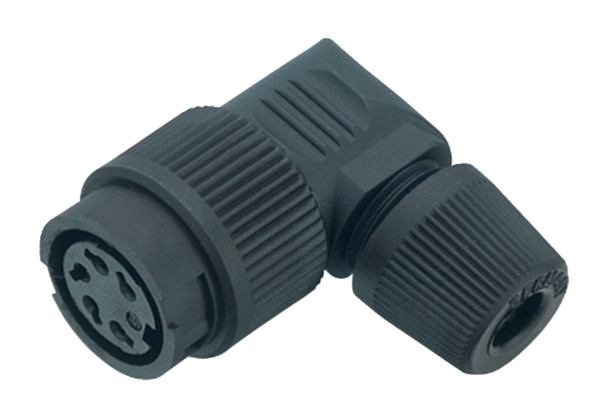 Binder 99-0606-70-03 Bayonet Female angled connector, Contacts: 3, 4.0-6.0 mm, unshielded, solder, IP40 | American Cable Assemblies