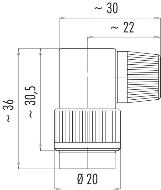 Binder 99-0606-72-03 Bayonet Female angled connector, Contacts: 3, 6.0-8.0 mm, unshielded, solder, IP40