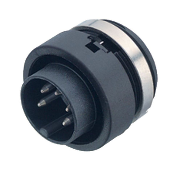 Binder 99-0619-00-06 Bayonet Male panel mount connector, Contacts: 6, unshielded, solder, IP40 | American Cable Assemblies