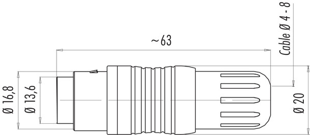 Binder 99-4837-00-14 Push-Pull Male cable connector, Contacts: 14, 4.0-8.0 mm, shieldable, solder, IP67