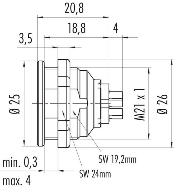 Binder 09-4832-25-08 Push-Pull Female panel mount connector, Contacts: 8, unshielded, solder, IP40