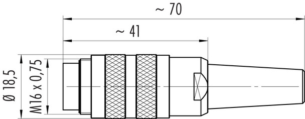 Binder 99-2025-702-07 M16 IP40 Male cable connector, Contacts: 7 (07-a), 6.0-8.0 mm, shieldable, crimping (Crimp contacts must be ordered separately), IP40