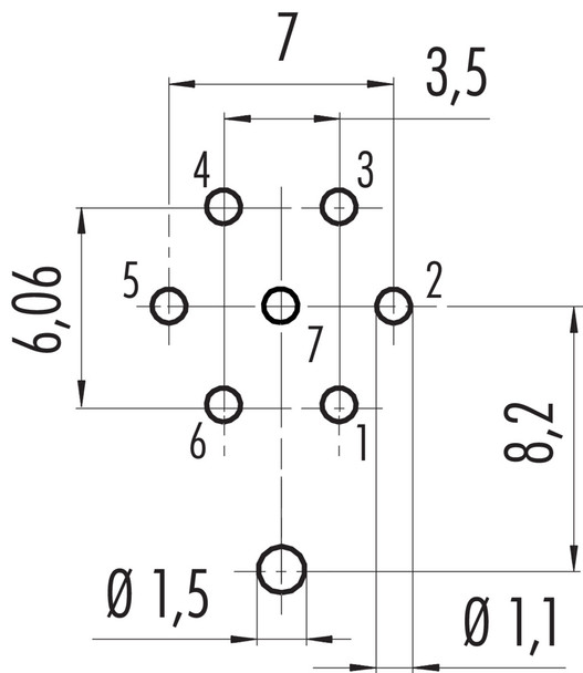 Binder 09-0328-290-07 M16 IP40 Female panel mount connector, Contacts: 7 (07-a), shieldable, THT, IP40, front fastened