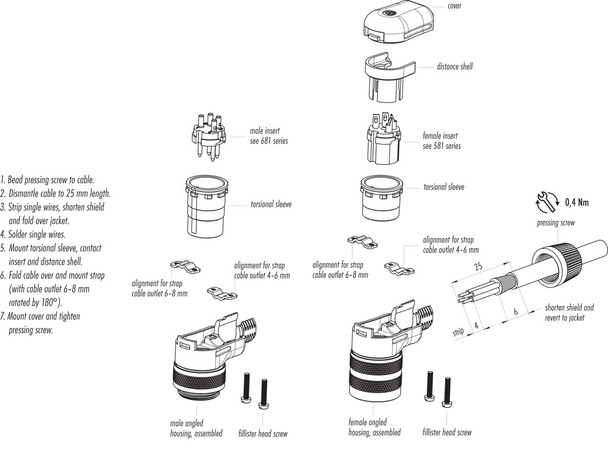 Binder 99-0162-10-14 M16 IP40 Female angled connector, Contacts: 14 (14-b), 4.0-6.0 mm, shieldable, solder, IP40