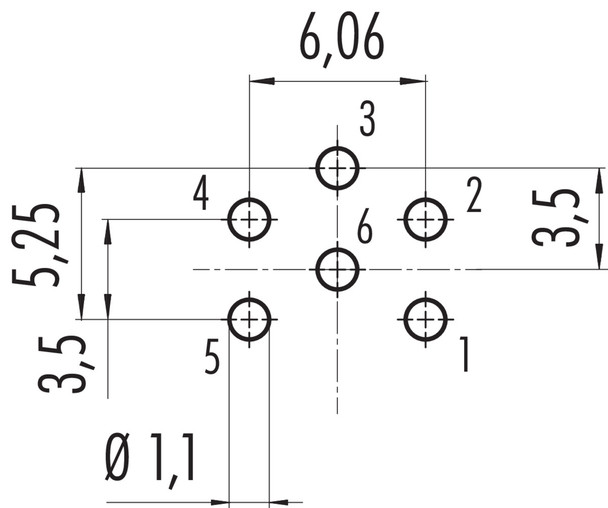 Binder 09-0323-99-06 M16 IP40 Male panel mount connector, Contacts: 6 (06-a), unshielded, THT, IP40, front fastened