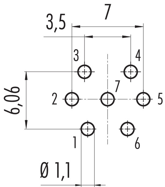 Binder 09-0327-90-07 M16 IP40 Male panel mount connector, Contacts: 7 (07-a), unshielded, THT, IP40, front fastened