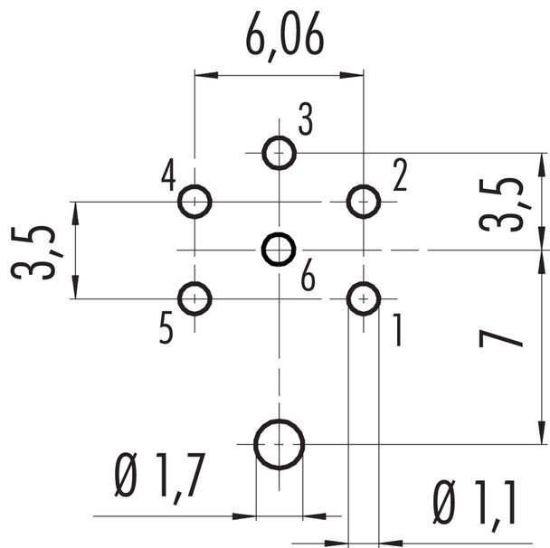 Binder 09-0323-290-06 M16 IP40 Male panel mount connector, Contacts: 6 (06-a), shieldable, THT, IP40, front fastened