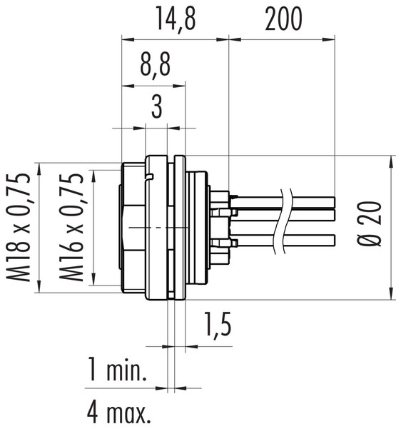 Binder 09-0328-782-07 M16 IP40 Female panel mount connector, Contacts: 7 (07-a), unshielded, single wires, IP40