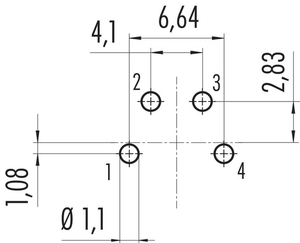 Binder 09-0312-90-04 M16 IP40 Female panel mount connector, Contacts: 4 (04-a), unshielded, THT, IP40, front fastened