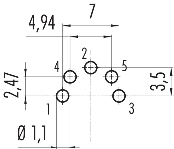 Binder 09-0320-90-05 M16 IP40 Female panel mount connector, Contacts: 5 (05-b), unshielded, THT, IP40, front fastened